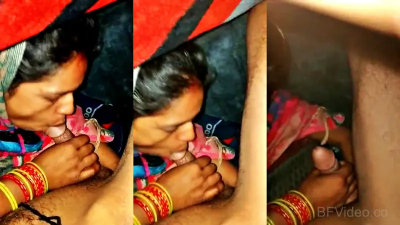 Desi Bhabhi Giving Blowjob Under Blanket