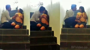 Horny Booby Girl Sex On Staircase Captured On Cam