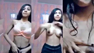 Smiling Desi Beauty Topless For Boyfriend