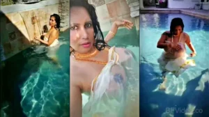 Super Busty Mallu Aunty Boobs Show In Pool