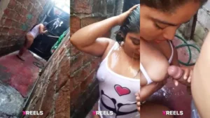 Rural Relations Couple Having Sneaky Sex While Bathing