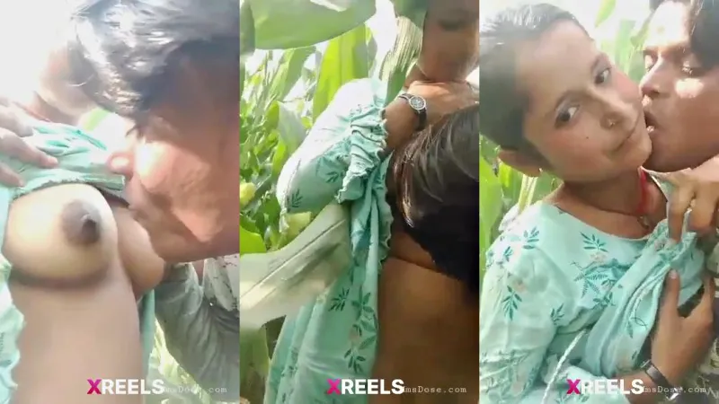 Young Village Couple Kissing Boobs Sucking In Jungle
