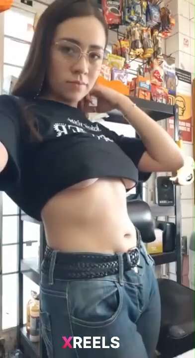 Sexy Big Ass Busty Girl Showing Her Assets To The Camera In Her Foodshop