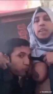 BF Sucking Boobs In Public Of His Hijabi Gf
