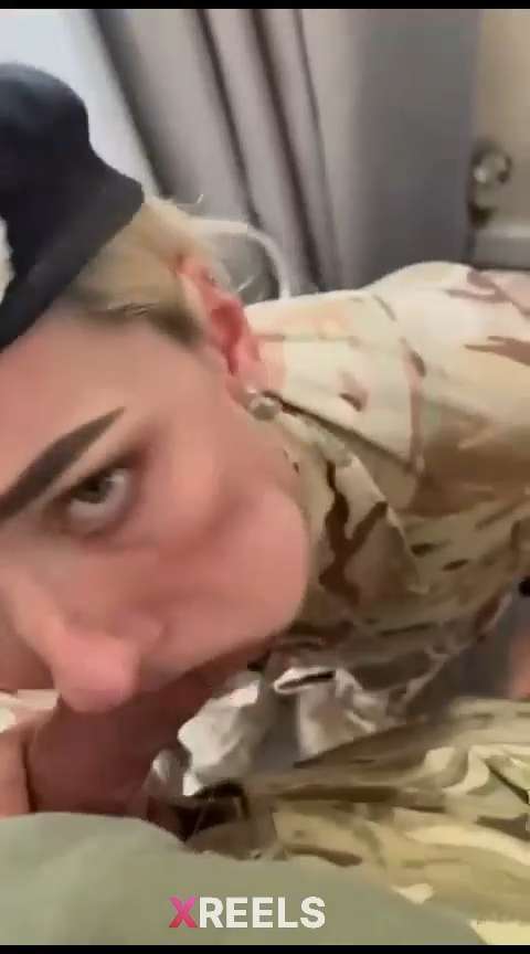 Army Girl Giving Deep Blowjob