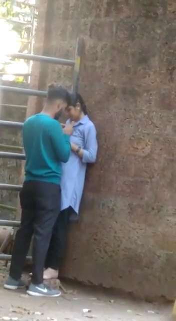 Young Indian Lovers Caught Romancing Outdoors
